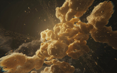 Poster - Abstract Cloud Formation A Dynamic Display of Particles and Light in Dark Backdrop