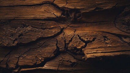 Poster - Rich brown wood texture captured in close-up, revealing complex details and organic patterns