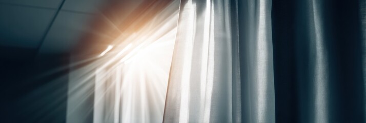 Poster - Sunlight Streaming Through a Hospital Curtain Creates a Serene Atmosphere in a Healing Space