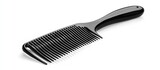 Black plastic comb isolated on white background.