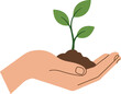 © Chamara - minimal open hand holding growing plant illustration
