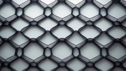 Pattern of regular black mesh fabric cells on background
