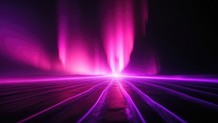 Poster - Captivating cosmic aurora in shades of pink and purple, seamlessly flowing on a dark background, creating a dreamlike celestial scene.