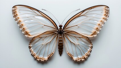 Detailed macro view of transparent insect wings against a textured background