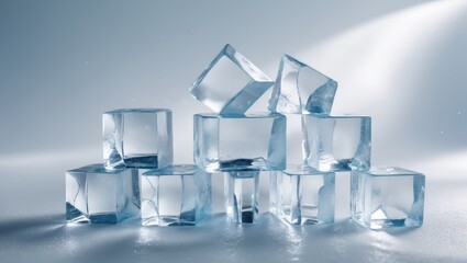Poster - Isolated ice cubes against a backdrop