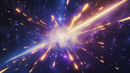 Poster - Cosmic Voyage Through the Galaxy A Stunning Space Scene with Streaks of Light and Stars