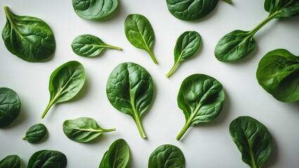 Aufkleber - Closeup of Baby Spinach Leaf on Plain White Surface