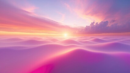 Poster - Colorful morning landscape with abstract blue and white clouds, sunlight, and peaceful ambiance
