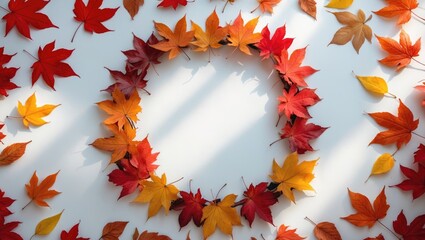 Poster - Seasonal fall wallpaper with leaf frame and abstract texture for holiday themes