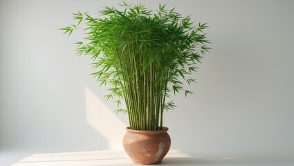 Poster - Hobbyists often choose Guan Yin bamboo as a decorative potted ornamental shrub