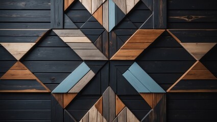 Poster - Dark wooden surface with textured, rustic, and vintage wall pattern