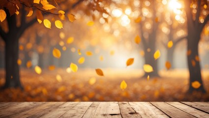 Poster - Seasonal autumn trees and landscape backdrop