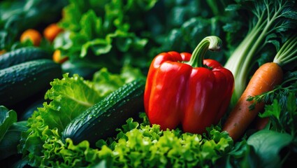 Poster - Macro shot of ripe, juicy vegetables highlighting healthy nutrition