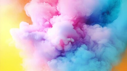Fototapete - An abstract rendering of colored smoke. Yellows, oranges and pinks flow harmoniously with cool blues and purples. The shapes are soft, fluid and reminiscent of floating clouds