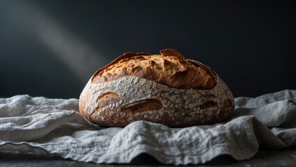 Aufkleber - Dark backdrop featuring freshly baked homemade sourdough bread