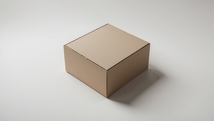 Poster - Isolated square cardboard container seen from above against a white backdrop