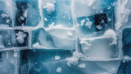 Poster - Frozen water surface with ice-cube texture and frosty details