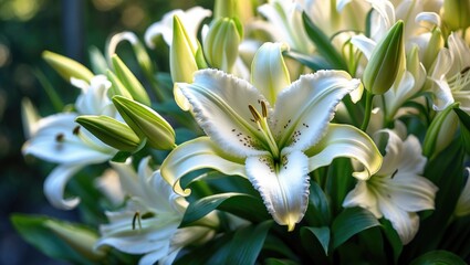 Poster - Flower bouquet featuring white scented lilies
