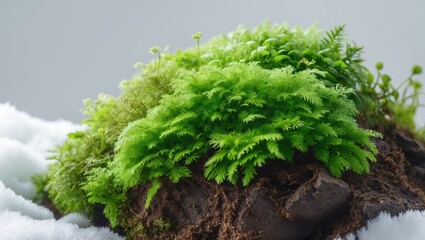 Aufkleber - Green moss displayed on a white background up close