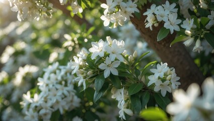 Aufkleber - white floral blooms on a gardenia tree