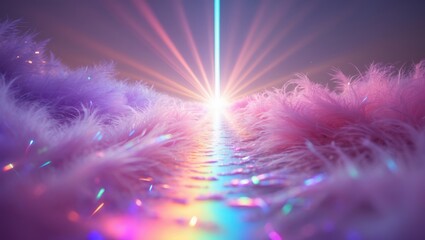 Aufkleber - Abstract Background Featuring Colored Holographic Gradient Blur and Light Leaks - Photo Overlay for Evoking Vintage Film Mood and Trendy Nostalgia.