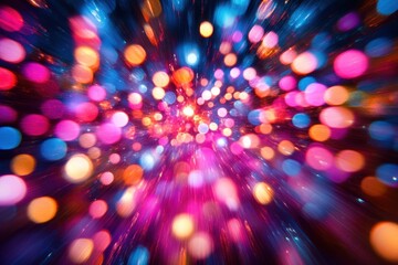 Fototapete - Colorful bursts of light create a vibrant abstract design resembling a celebration or event atmosphere at night