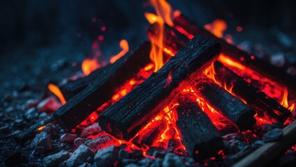 Poster - Textured Wood Surface Illuminated by Hot Flames and Sparks