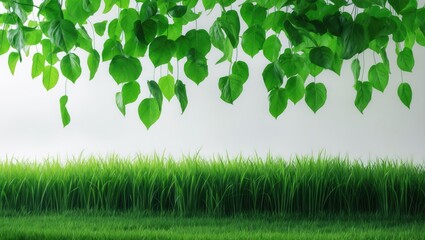 Aufkleber - Background with isolated green grass and leaves