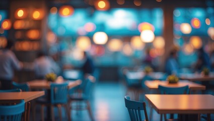 Aufkleber - Background defocus in food court featuring light effects