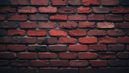 Poster - Textured dark red brick wall background with vintage and grunge style elements.