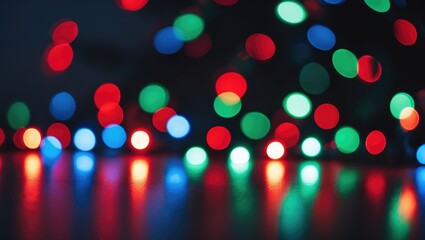 Aufkleber - Christmas lights displayed on a completely black background in anticipation of the Holidays.