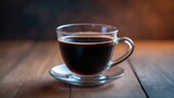 Black coffee presented in a glass