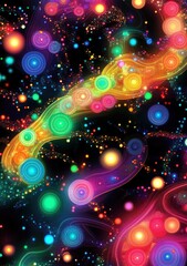 Wall Mural - Cosmic Nebula: Vibrant Rings and Glowing Trails