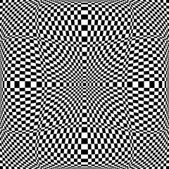 Wall Mural - abstract geometric checked black and white pattern with 3d illusion effect. convex textured backgrou