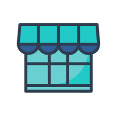 Poster - Flat illustration of a shop front with awning