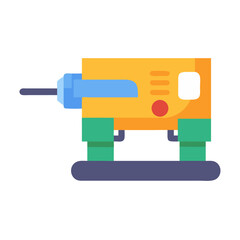 Poster - Colorful flat design jackhammer power tool against black backdrop
