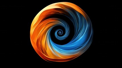 Poster - A digital rendering of an orange and blue spiral with a dark background