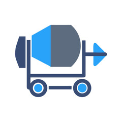 Poster - Flat graphic cement mixer icon on White Background design