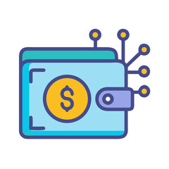 Poster - Digital wallet vector illustration with blockchain technology connections