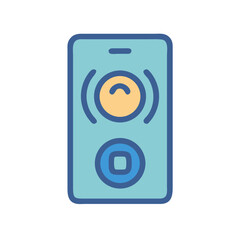 Poster - Stylized blue media player graphic icon, clean design