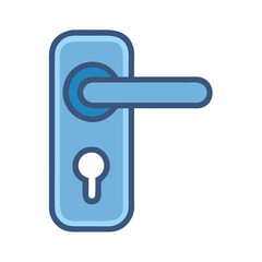 Poster - Modern blue door handle illustration on White Background style