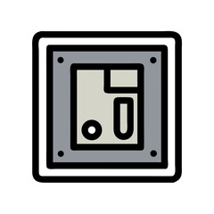 Poster - vintage floppy disk icon in square frame on white background