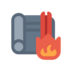 Poster - Flat design icon illustration of database and fire symbol