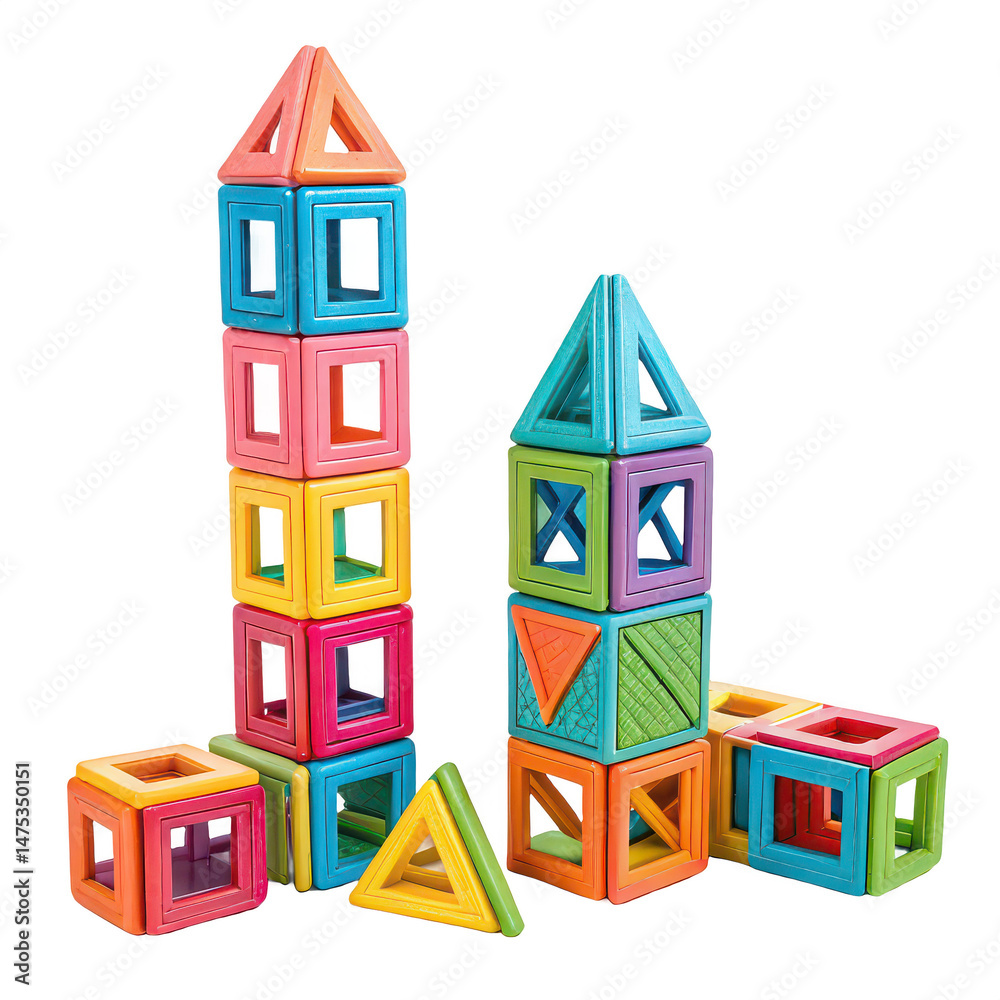 Magnetic building blocks png STEM toy png magnetic tiles for kids png ...