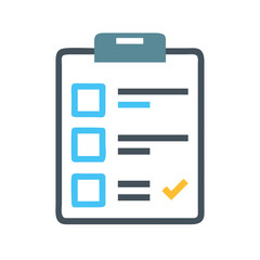 Poster - Clipboard with Checklist Boxes and Check Mark on White