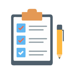 Poster - Clipboard checklist with a pen illustration on White backdrop