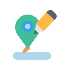 Poster - Editing location on map with pencil, flat design