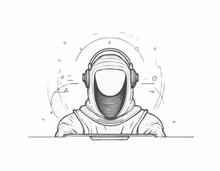 Fototapete - Cybersecurity Line Art Illustration