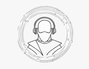 Fototapete - Cybersecurity Line Art Illustration