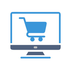 Poster - Online shopping cart on computer screen with White Background